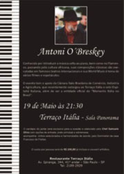 Terraço Itália apresenta Show do Músico Internacional Antoni O'Breskey